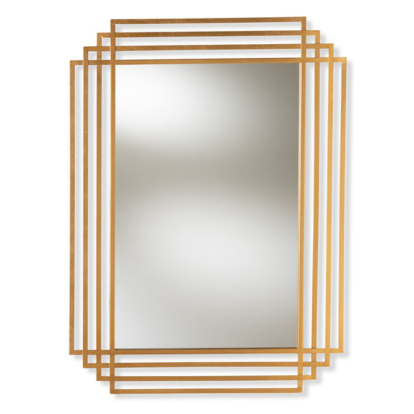 Baxton Studio Kalinda Art Deco Antique Gold Finished Rectangular Accent Wall Mirror 150-8871